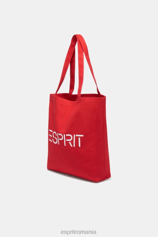 Esprit geantă tote din pânză cu logo bărbați portocaliu rosu 2T6N837 accesorii