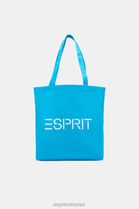 Esprit geantă tote din pânză cu logo bărbați turcoaz 2T6N839 accesorii