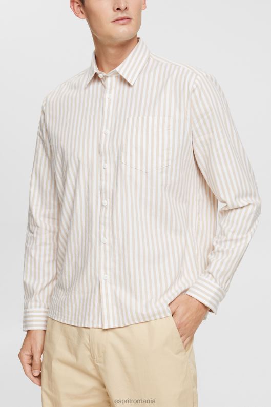 Esprit cămașă cu dungi bărbați bej crem 2T6N8871 cămăși