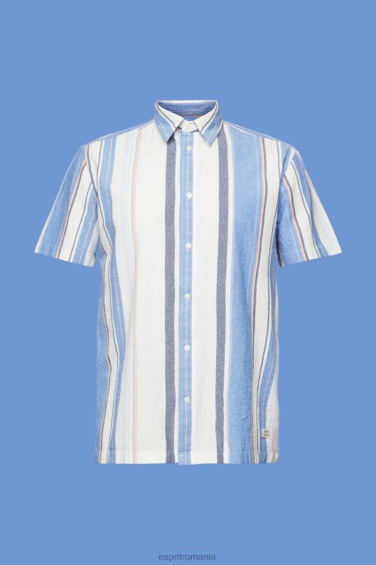 Esprit cămașă cu mânecă scurtă în dungi, 100% bumbac bărbați albastru stralucitor 2T6N8612 cămăși