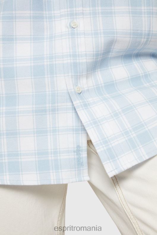 Esprit cămașă de flanel în carouri bărbați albastru deschis 2T6N8791 cămăși