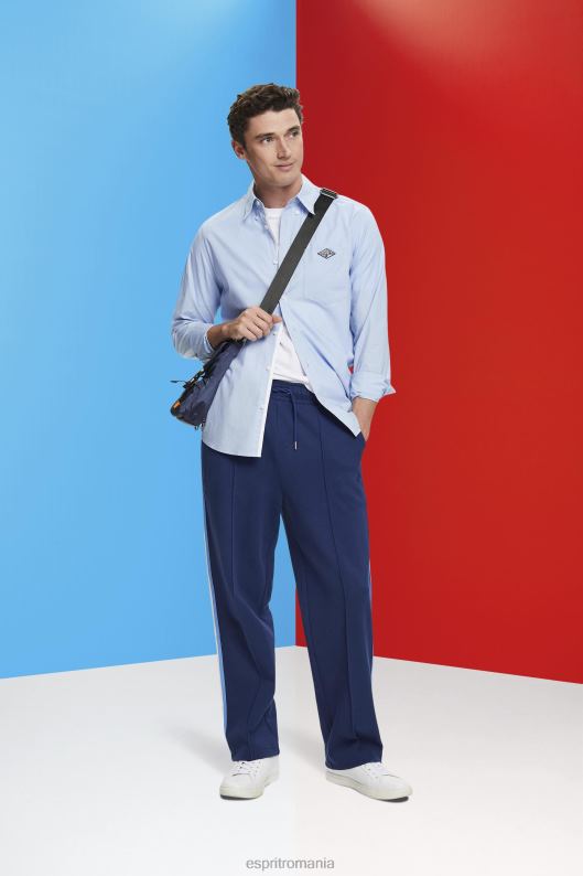 Esprit cămașă din bumbac cu nasturi bărbați albastru pastel 2T6N8661 cămăși