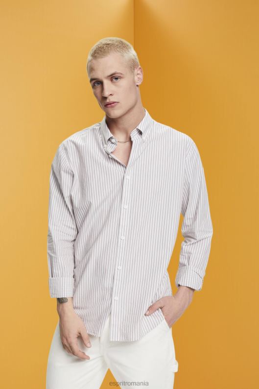 Esprit cămașă din bumbac durabil în dungi bărbați caramelă 2T6N8705 cămăși