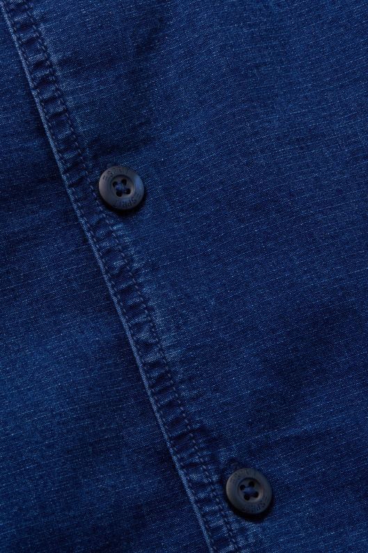 Esprit cămașă din denim cu mâneci scurte bărbați spalare albastru inchis 2T6N8595 cămăși