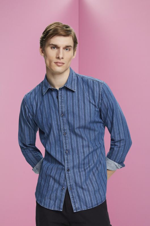 Esprit cămașă din denim slim fit cu dungi bărbați marina 2T6N8717 cămăși