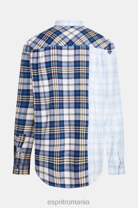 Esprit cămașă din flanel cu patchwork cu carouri mixte bărbați albastru 2T6N8789 cămăși
