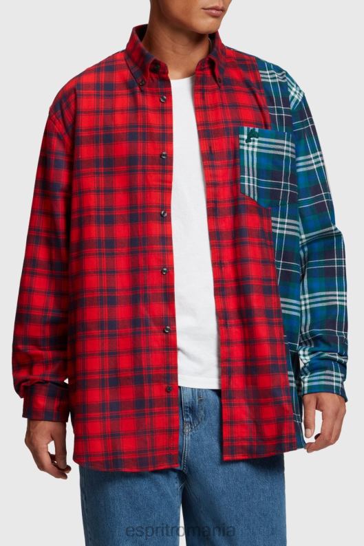 Esprit cămașă din flanel cu patchwork cu carouri mixte bărbați roșu 2T6N8790 cămăși