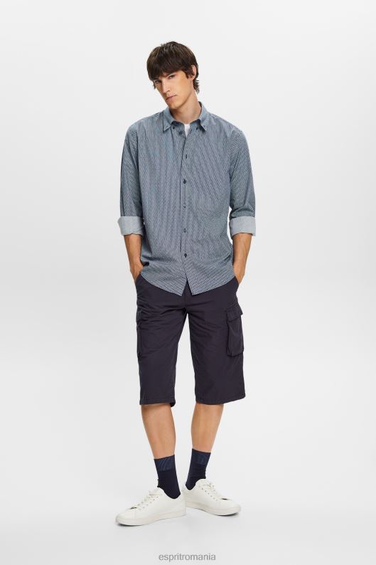 Esprit cămașă din poplin de bumbac bărbați gri albastru 2T6N8576 cămăși