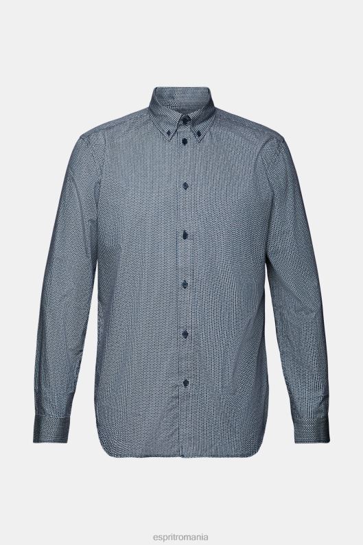 Esprit cămașă din poplin de bumbac bărbați gri albastru 2T6N8576 cămăși