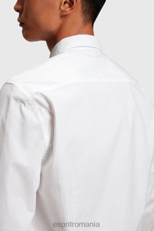 Esprit cămașă slim din poplin cu ecuson delfin bărbați alb 2T6N8802 cămăși