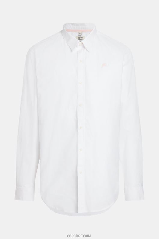 Esprit cămașă slim din poplin cu ecuson delfin bărbați alb 2T6N8802 cămăși