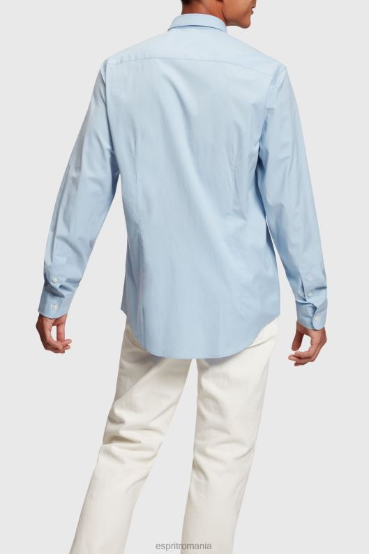 Esprit cămașă slim din poplin cu ecuson delfin bărbați albastru deschis 2T6N8803 cămăși