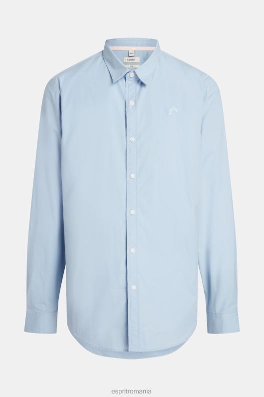 Esprit cămașă slim din poplin cu ecuson delfin bărbați albastru deschis 2T6N8803 cămăși