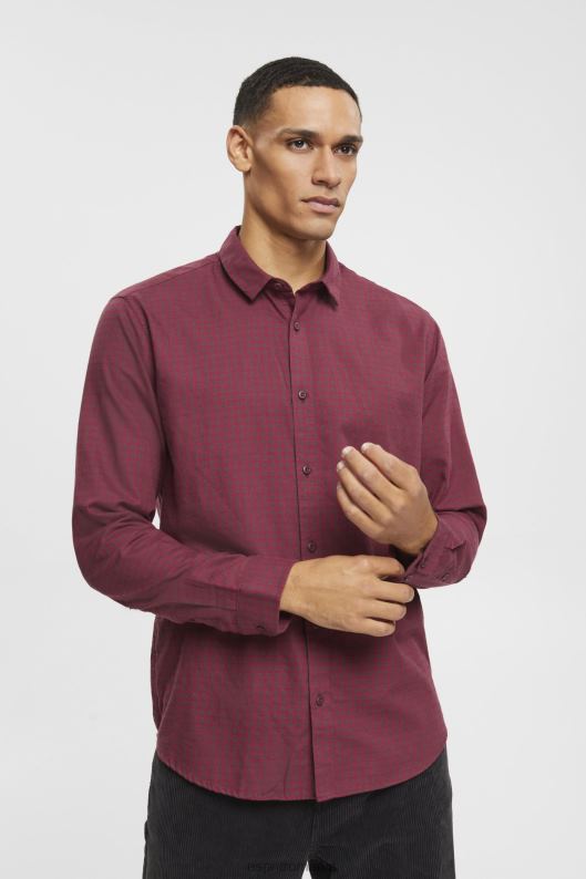 Esprit cămașă slim fit cu carouri bărbați roșu bordeaux 2T6N8690 cămăși