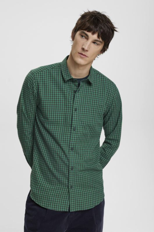 Esprit cămașă slim fit cu carouri bărbați verde teal închis 2T6N8688 cămăși