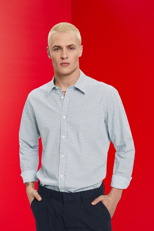 Esprit cămașă slim fit cu model peste tot bărbați albastru deschis 2T6N8778 cămăși