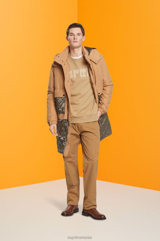 Esprit hanorac cu imprimeu logo bărbați bej kaki 2T6N8852 hanorace și hanorace