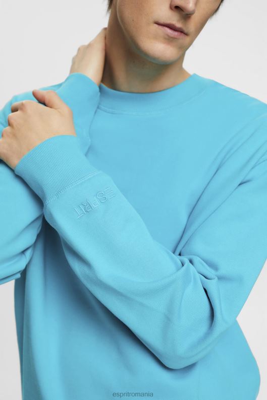 Esprit hanorac cu logo brodat la mânecă bărbați verde acvatic 2T6N8724 hanorace și hanorace