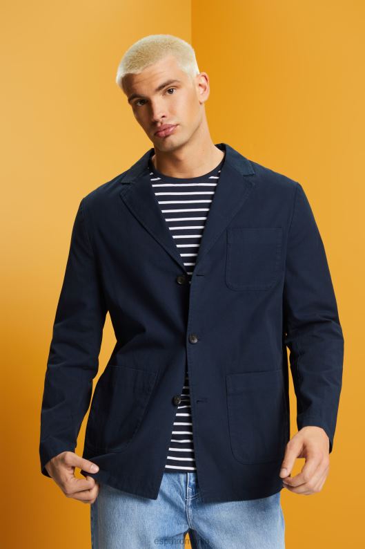 Esprit jachetă blazer din sărg de bumbac bărbați marina 2T6N8621 jachete