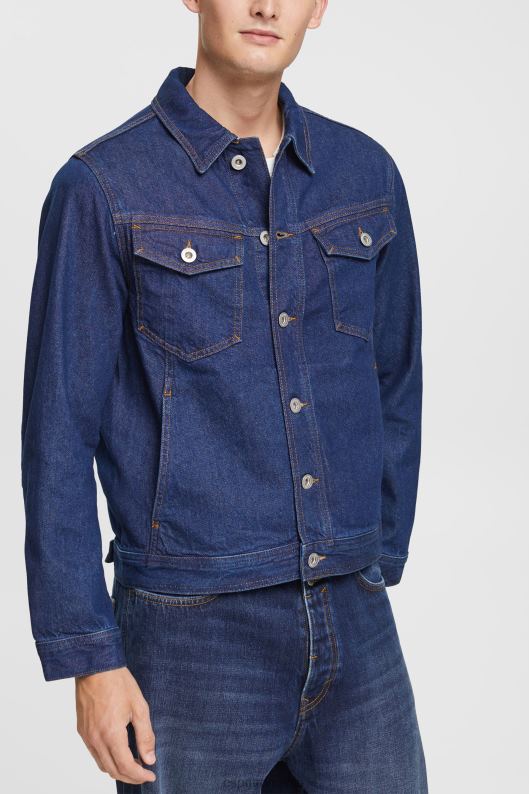 Esprit jacheta denim bărbați spalare albastru inchis 2T6N8879 jachete