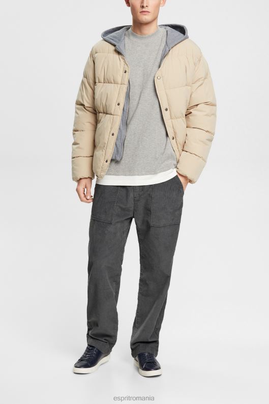 Esprit top cu mânecă lungă cu nervuri bărbați gri deschis 2T6N8817 maneca lunga