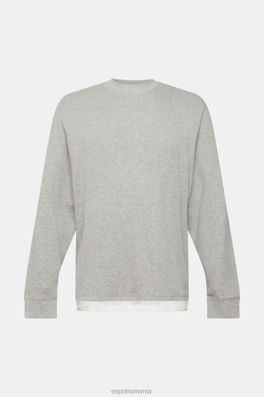Esprit top cu mânecă lungă cu nervuri bărbați gri deschis 2T6N8817 maneca lunga