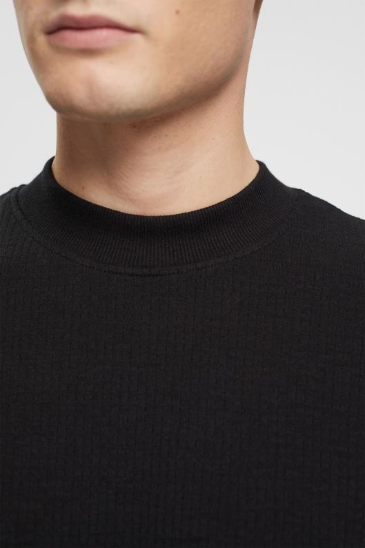 Esprit top cu mânecă lungă cu nervuri bărbați negru 2T6N8818 maneca lunga