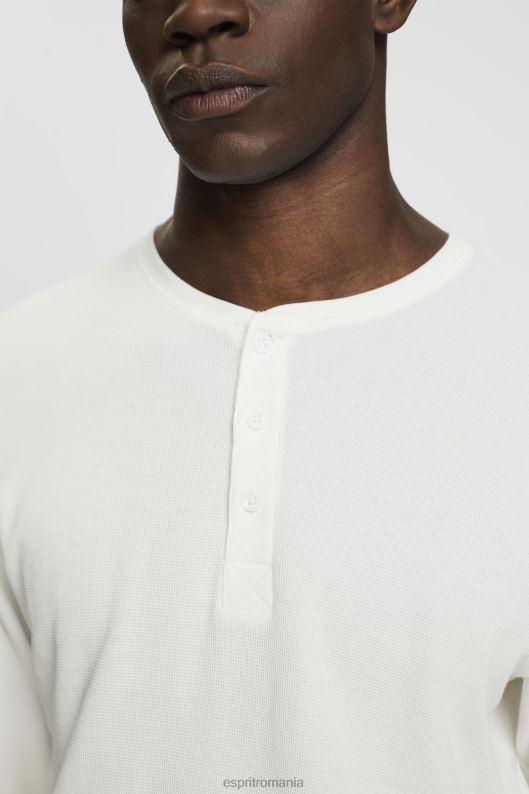 Esprit top cu mânecă lungă din piqué vafre bărbați aproape alb 2T6N8696 maneca lunga