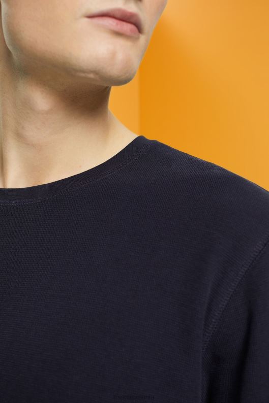 Esprit top cu mânecă lungă din piqué waffle bărbați marina 2T6N8824 maneca lunga
