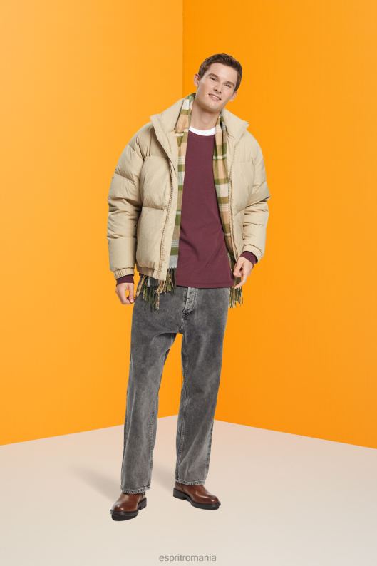 Esprit top cu mânecă lungă din piqué waffle bărbați roșu bordeaux 2T6N8825 maneca lunga