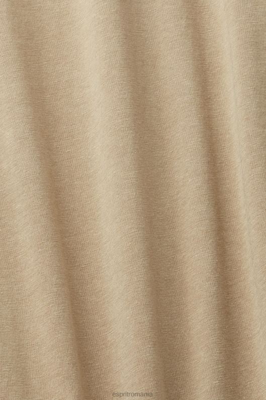 Esprit top cu maneca lunga cu nasturi bărbați bej kaki 2T6N8723 maneca lunga