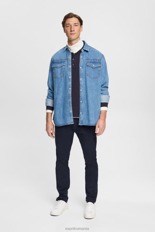 Esprit top cu maneca lunga cu nasturi bărbați marina 2T6N8772 maneca lunga