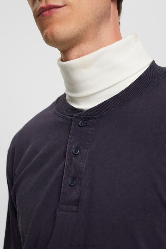 Esprit top cu maneca lunga cu nasturi bărbați marina 2T6N8772 maneca lunga