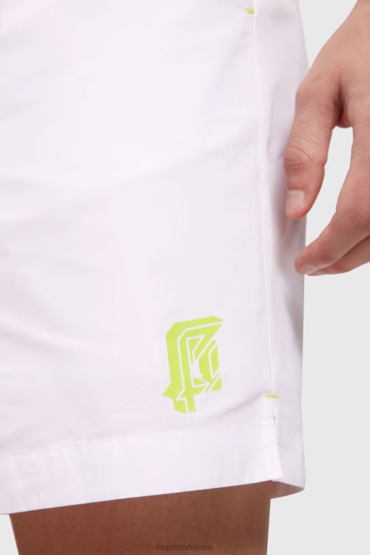 Esprit pantaloni scurți relaxați cu talie neon bărbați alb 2T6N8890 pantaloni scurti