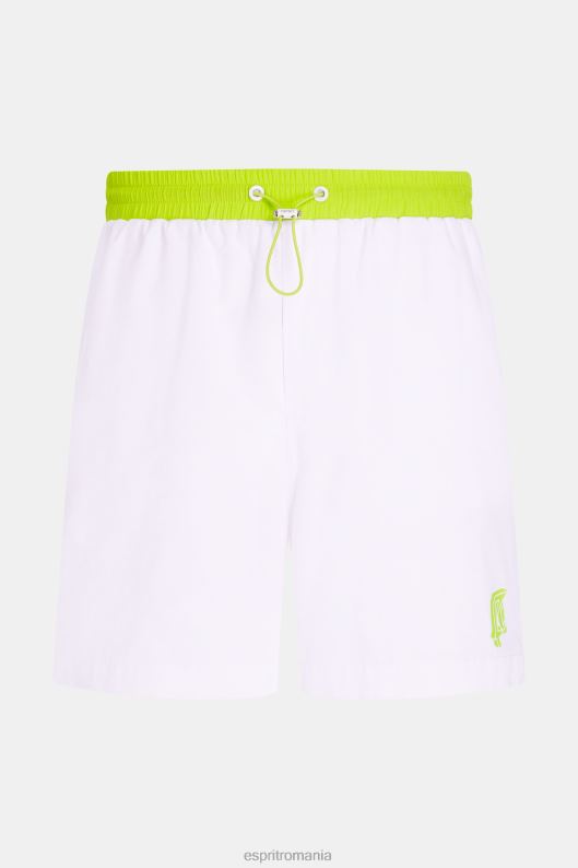 Esprit pantaloni scurți relaxați cu talie neon bărbați alb 2T6N8890 pantaloni scurti