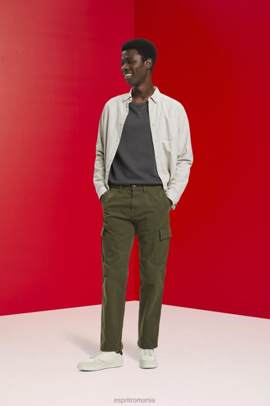 Esprit pantaloni cargo bărbați kaki închis 2T6N8730 pantaloni