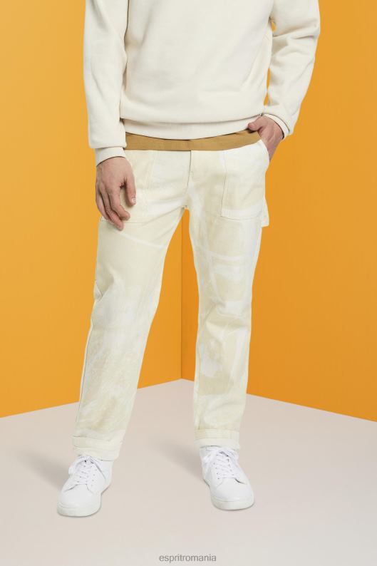 Esprit pantaloni cargo drept cu model bărbați bej 2T6N8675 pantaloni