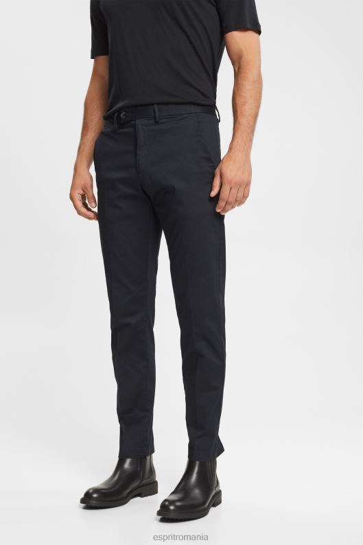 Esprit pantaloni chino din bumbac elastic bărbați negru 2T6N8902 pantaloni
