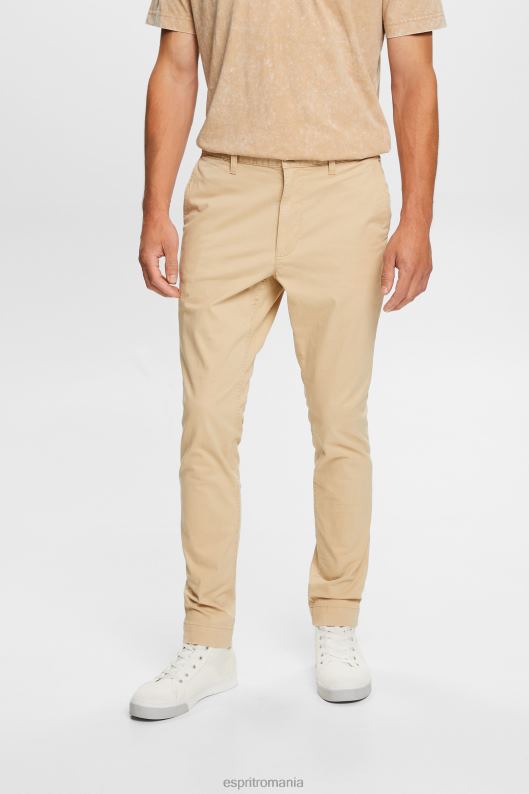 Esprit pantaloni chino subțiri bărbați nisip 2T6N8592 pantaloni