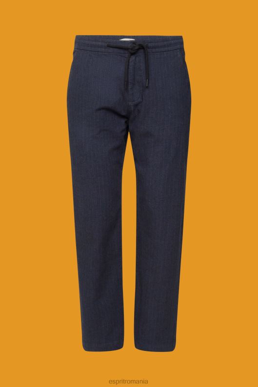 Esprit pantaloni cu dungi cu șnur în talie bărbați albastru inchis 2T6N8816 pantaloni
