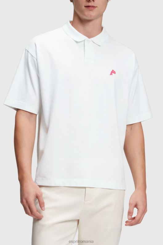 Esprit clubul de tenis al delfinilor polo relaxat bărbați alb 2T6N8877 polouri