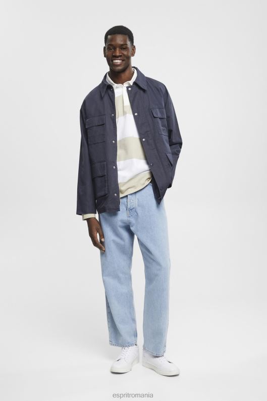 Esprit tricou polo cu maneci lungi cu dungi bărbați verde prăfuit 2T6N8719 polouri