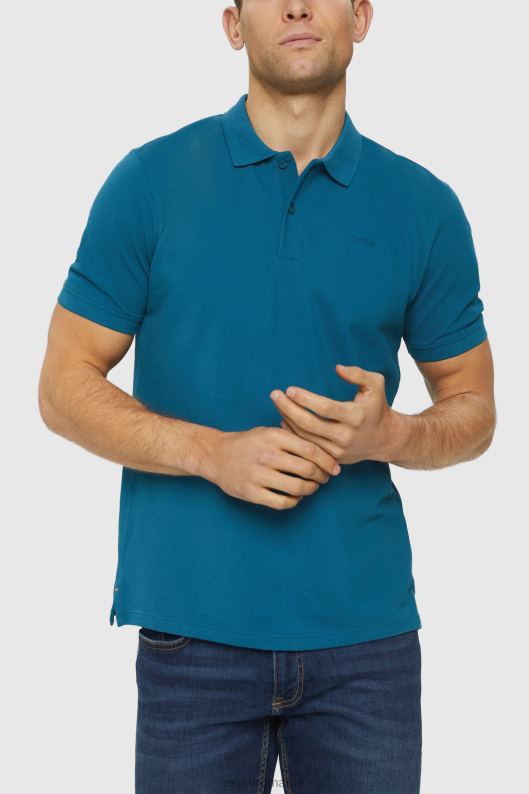 Esprit tricou polo din bumbac pima piqué bărbați albastru petrol 2T6N8926 polouri