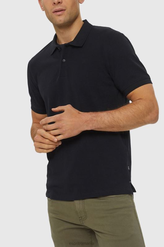Esprit tricou polo din bumbac pima piqué bărbați negru 2T6N8923 polouri