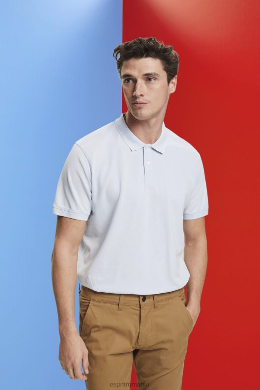 Esprit tricou polo din bumbac piqué spălat cu piatră bărbați albastru pastel 2T6N8709 polouri