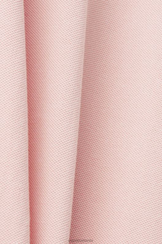 Esprit tricou polo din bumbac piqué spălat cu piatră bărbați roz 2T6N8710 polouri