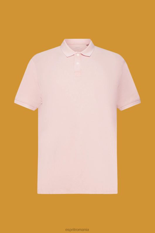 Esprit tricou polo din bumbac piqué spălat cu piatră bărbați roz 2T6N8710 polouri