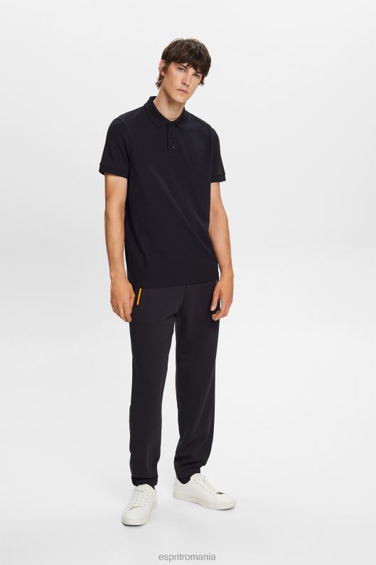 Esprit tricou polo din plasă de bumbac bărbați negru 2T6N8566 polouri