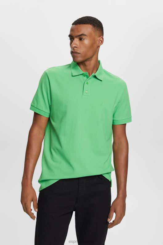 Esprit tricou polo din plasă de bumbac bărbați verde 2T6N8569 polouri