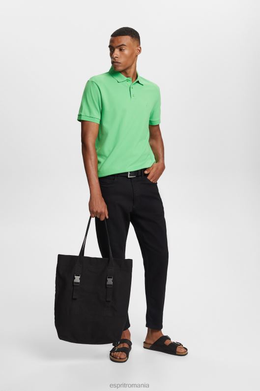 Esprit tricou polo din plasă de bumbac bărbați verde 2T6N8569 polouri